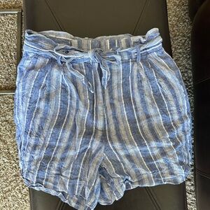 H&M High Waist Blue Striped Shorts